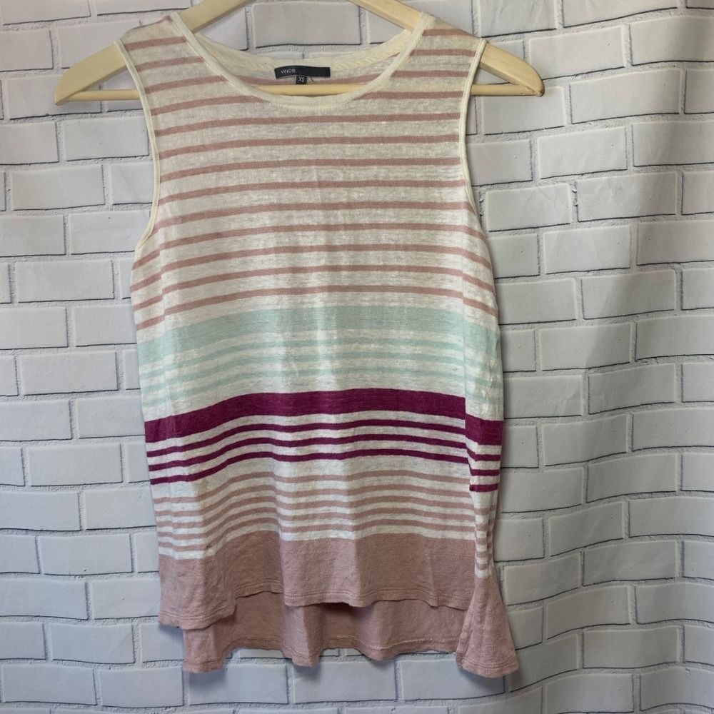 Vince Striped‎ High Low Tank Top Size XS